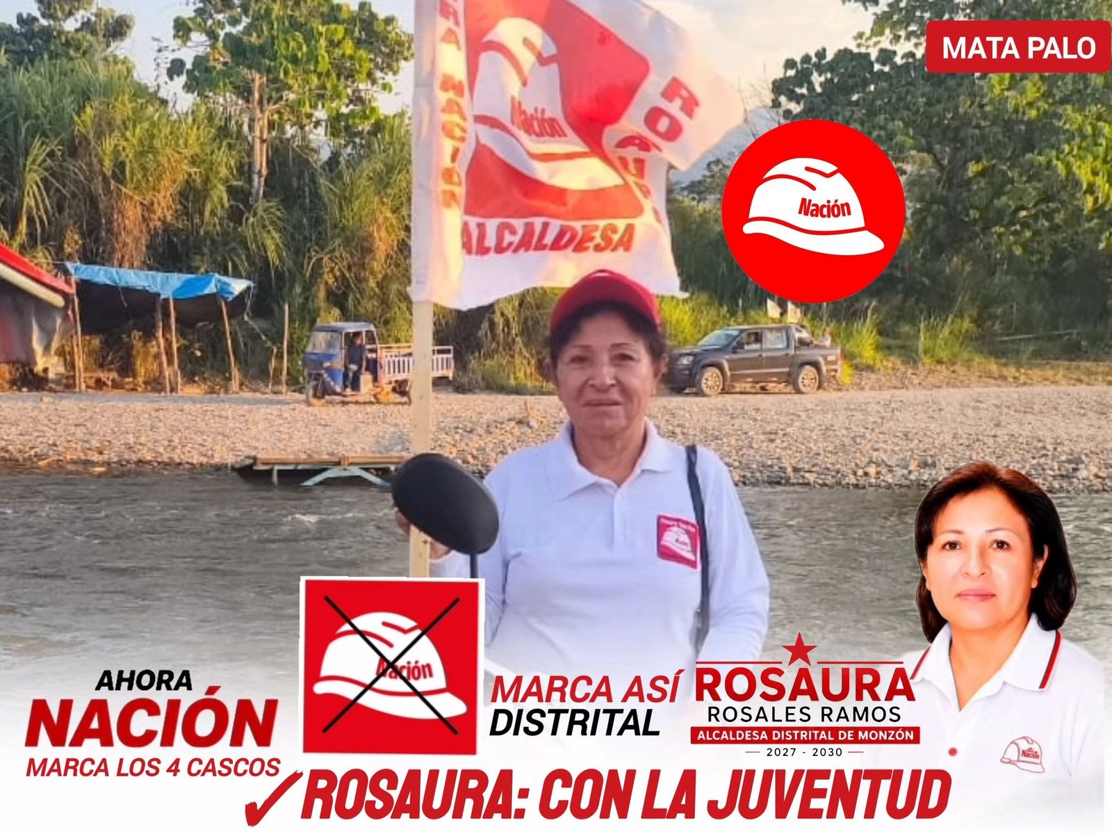 Rosaura junto a jóvenes en Mata Palo